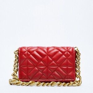 Red Quilted Chain Shoulder Bag